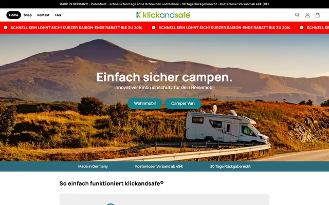Startseite von Klick and Safe