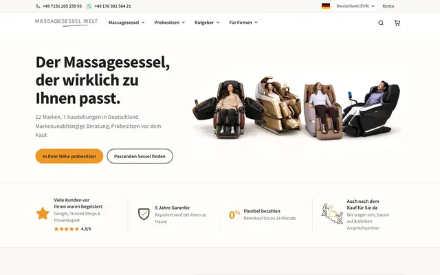 Startseite von Massagesesselwelt